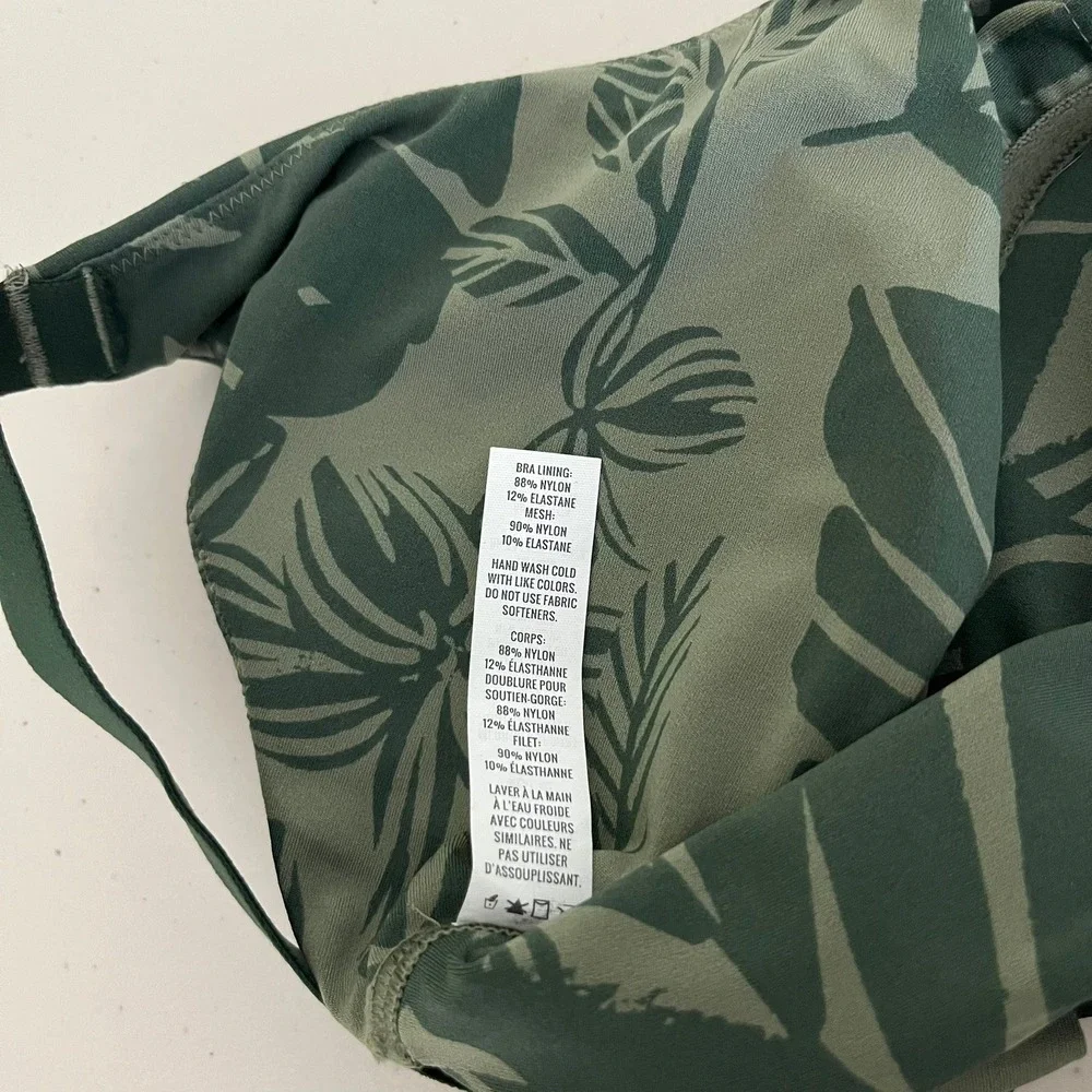 OFFLINE by Aerie Real Me Green Tropical Palm Print Sports Bra‎ Medium Support S